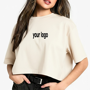 Women's <b>Crop</b> <b>Top</b> Crew Neck Oversize 100% Cotton Summer <b>Crop</b> Regular Loose Fit Solid Color Plain Breathable <b>Crop</b> <b>Top</b> 2026 - Product Image 4