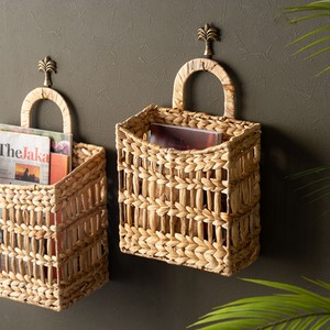 Handwoven Water Hyacinth <b>Hanging</b> <b>Basket</b> Multi-Purpose Natural <b>Basket</b> Storage Organizer for House <b>Garden</b> Pantry Farmhouse - Product Image 4