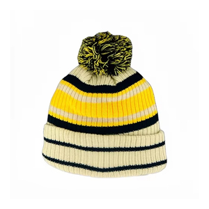 Bonnet unisexe en tricot 100 % acrylique, personnalisable avec un poème, jaune et noir, pour l'hiver, pour enfants, 48-50 cm, style décontracté - Product Image 1