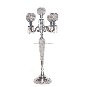Caliente hecho a mano oro Metal vidrio 4 brazos candelabros atractivo boda Navidad Mesa decoración cuadrado en forma de centro de mesa para - Product Image 4
