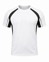 T-shirt pour homme à manches raglan, col rond, blanc et noir, 300 GSM, coupe classique, séchage rapide, jersey tricoté en polyester/coton, design uni