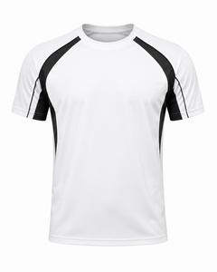Men's 300 GSM White Black <b>Raglan</b> Sleeve O-Neck T-Shirt Regular Fit Quick Dry Knitted Polyester/Cotton Jersey Blank Design - Product Image 2