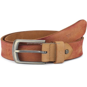 Ceinture décontractée en cuir texturé Full Garin Tan de qualité supérieure pour unisexe avec boucle en laiton en alliage solide tailles personnalisées disponibles - Product Image 4