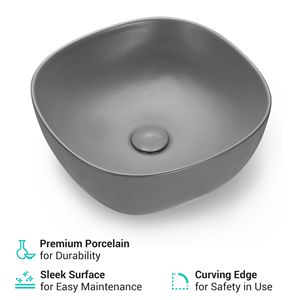 Lavabo in Ceramica Grigia per Bagno - Product Image 2