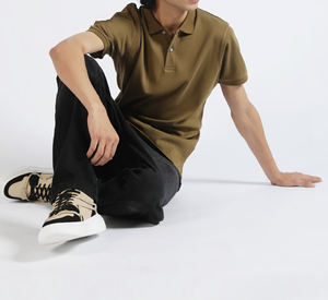 เสื้อโปโลผู้ชาย 100% ผ้าฝ้าย แขนสั้น สีน้ำเงินและสีขาว ตัดขอบด้วยผ้าคุณภาพสูง ราคาประหยัด - Product Image 6