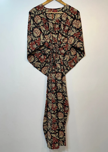 Vestido Kaftán sin Mangas de Algodón con Estampado Floral Tropical, Estilo Casual de Verano para Mujer, Disponible en Stock, Inspirado en las Islas del Pacífico Asiático - Product Image 2