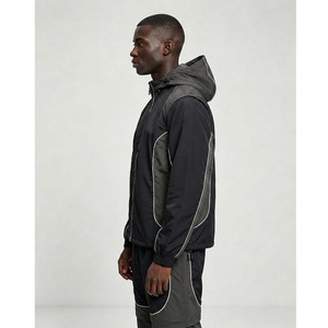Lightweight Loose Fit Suit Pants Men Sports <b>Zip</b> up Sweat Suit Blank Windbreaker Set Nylon Tracksuit With Adjustable Zipper Leg - Product Image 2