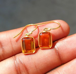 Pendientes de Plata de Ley 925 con Citrino Natural de 8x10mm, Rectangulares, Hechos a Mano, para Mujer, 2026 - Product Image 1