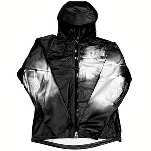 Men's Long Front Thin Coated Thermochromic Hooded Windbreaker <b>Jacket</b> HeatResponsive WaterReactive ColorChanging - Product Image 2