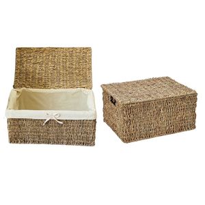 PHU HAO Seagrass Eco-Friendly Rectangle Storage <b>Basket</b> <b>with</b> <b>Lid</b> Multifunction Home Decor for Multi-Purpose Use - Product Image 1