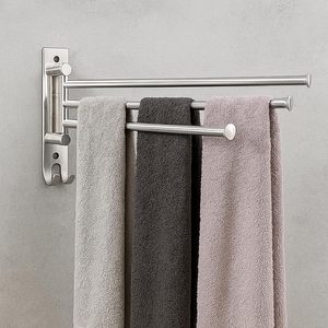 Toallero de pared de acero inoxidable con 3 brazos giratorios, barra colgante para decorar tu baño a un nivel superior - Product Image 5