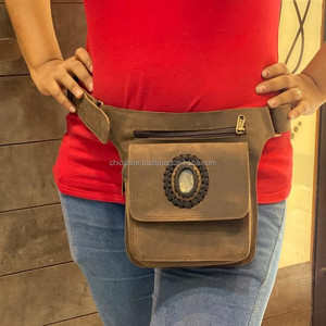 Riñonera clásica de cuero auténtico hecha a mano con cinturón ajustable riñonera de festival occidental única riñonera de cintura hasta el muslo - Product Image 3