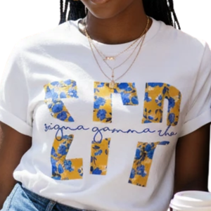 T-shirt personnalisé avec lettres Sigma Gamma Rho pour femmes, sororité grecque, manches courtes, col rond, coton, tee-shirt décontracté, streetwear, vente en gros - Product Image 3