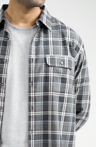 Camisa a cuadros de algodón suave para hombre, estilo leñero, corte holgado, hecha a medida, color carbón, camisa a cuadros extragrande - Product Image 6