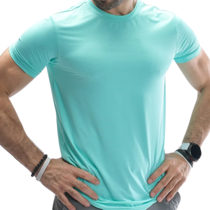 Men's Custom Turquoise Aqua Performance <b>TShirt</b> Lightweight QuickDry <b>Polyester</b> Spandex Gym Training Sports Tee OEM Activewear Top - Product Image 3