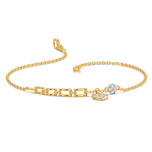 Bracelet à breloques géométriques en diamant avec chaîne en or jaune et accent cœur suspendu - Product Image 1