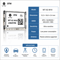 Module récepteur GPS GLONASS Galileo BDS OTW Compact WT-62-M10 avec prise en charge de l'antenne passive