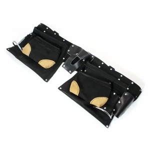 Black <b>Tool</b> <b>Belt</b> <b>Pouch</b> With Leather Reinforced Pockets And Adjustable Strap For Electricians Mechanics - Product Image 3