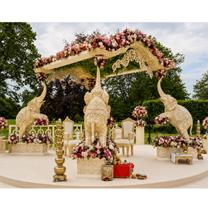 Fabuloso Mandap de Boda Tallado en Madera de Elefante para Exteriores, Magnífico Conjunto de Mandap de Boda Tallado en Madera de Elefante, Compre Mandap de Madera Hathi en EE. UU. - Product Image 1