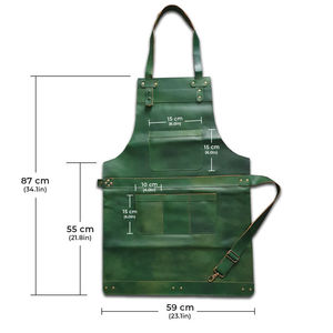 Overol de Trabajo Unisex de Cuero Genuino HARAZ INTERNATIONAL, Verde, con Tirantes Ajustables, Resistente a la Abrasión, Diseño Reforzado - Product Image 6