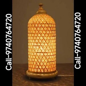 Base de lampe de table en bois de manguier avec incrustation géométrique en chevron - Fabrication artisanale en gros - Product Image 5