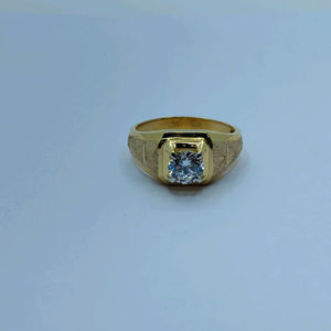 Bague élégante pour homme en or 22 carats avec diamant central, bande texturée classique, bague de créateur, bijoux de luxe pour un usage quotidien - Product Image 2