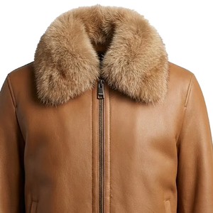Travel Wear Men Shearling Leather <b>Jacket</b> Front Zipper Functional Pockets Regular Fit Customized Shearling Leather <b>Jacket</b> For Men - Product Image 4