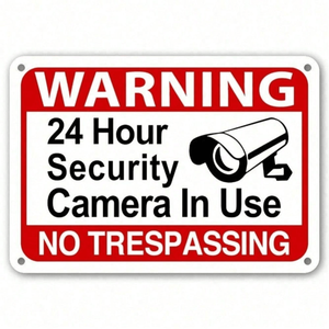 CIFbuy Cartello di videosorveglianza 24 ore su 24, Proibito l'ingresso, Cartello durevole per telecamera di sicurezza da esterno per giardino/prato, TikTok per Temu Pick - Product Image 2