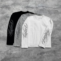 T-shirt pour homme en coton pur 100% - Coupe ample - Impression numérique personnalisée - Ruban croisé épais - 320 g/m² - Streetwear pour homme