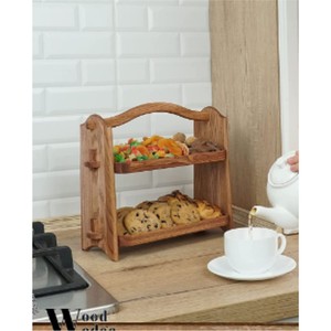 Corbeille à fruits en bois à 2 niveaux, organisateur de comptoir de cuisine, support de rangement, présentoir à légumes, plateau de présentation à plusieurs niveaux, étagère de bureau - Product Image 2