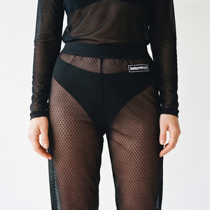 Pantalon transparent unisexe en maille, style décontracté, taille élastique, en polyester - Product Image 5