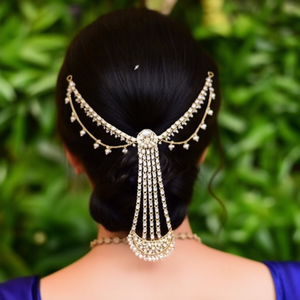 Élégant couvre-chignon en pierres Kundan pour femmes - Accessoire de mode en alliage - Product Image 3