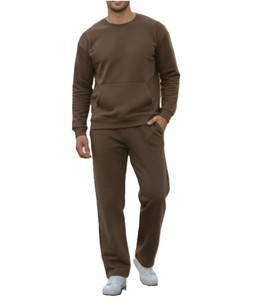 Ensemble pantalon et sweat-shirt en molleton rose uni pour homme, col roulé, vêtements d'hiver formels, 100% coton tricoté respirant 380g, confortable - Product Image 5