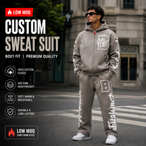 Conjunto Deportivo Personalizado de Felpa Gris, Sudadera con Capucha y Pantalones Deportivos con Cierre, Corte Holgado, Transpirable, 100% Algodón, para Adultos, Ropa de Otoño - Product Image 3