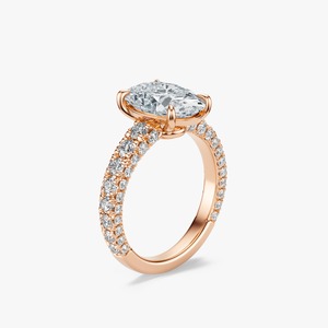 แหวนหมั้นเพชรทรงรี 2 กะรัต ประดับเพชรด้านข้าง ทองคำขาว 14K ขายส่งเครื่องประดับสั่งทำ - Product Image 4