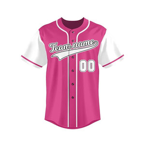 Custom Baseball Jersey Pink <b>White</b> Sublimated Print Unisex Short Sleeve 100 Polyester Adult All Seasons Team Name Front - Product Image 1