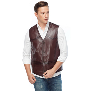 Gilet de motard en cuir perforé marron respirant de qualité supérieure pour homme, collection automne 2026 - Product Image 5
