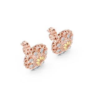 Ensemble de clous d'oreilles SUNLACE en diamants de laboratoire floraux sertis en or rose massif 18 carats, pour fiançailles, mariage, soirées, occasions spéciales, événements glamour et usage quotidien - Product Image 2