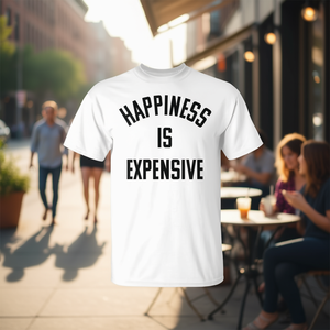 ความสุขมีราคาแพง เสื้อยืดคอกลมสีขาว แขนสั้น สำหรับผู้ใหญ่ แบบยูนิเซ็กซ์ สำหรับโปรโมชั่น - Product Image 3