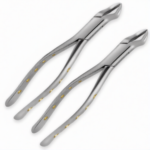 2 Piezas de Fórceps Manuales para Extracción Dental # 88R # Herramientas de Extracción Quirúrgica de Acero Inoxidable con Mango de Pitón Hueco Dorado de 88L - Product Image 1