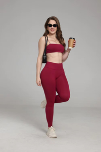 3 Piece Quick Dry Off the Shoulder Yoga Set Women Seamless Scrunch Butt Leggings Sports <b>Bra</b> Four-Way Stretch Fitness Gym - Product Image 6