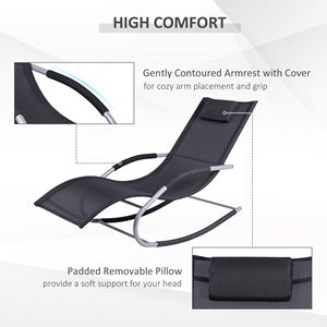 Black <b>Zero</b> <b>Gravity</b> Rocker with Detachable Pillow Ultimate Relaxation Garden <b>Chair</b> - Product Image 5
