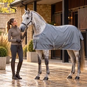Manta Impermeable para Caballo Gris con Exterior de Nailon Balístico 1680D y Relleno 0G |   Manta Impermeable y Transpirable con Cierre Magnético Frontal - Product Image 3