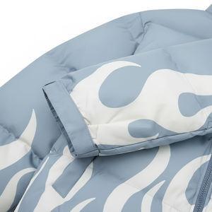 Blouson matelassé décontracté à fermeture éclair motif flamme pour homme, col montant, en polyester, imprimé, style bulle, prix abordable, pour l'hiver - Product Image 4