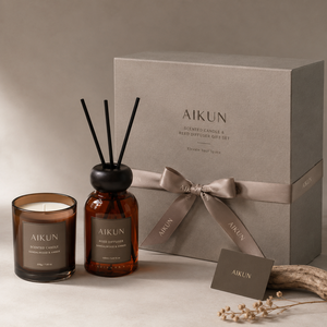 ชุดเทียนหอมกลิ่นอโรม่า AIKUN รุ่น Elegant Texture ทรงสี่เหลี่ยม ทำจากแก้วสีเหลืองอำพัน พร้อมเทียนไขถั่วเหลือง สำหรับตกแต่งบ้าน - Product Image 3