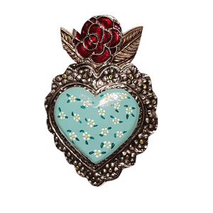 Escultura Metálica de Pared con Corazón Sagrado, Estilo Boho Chic, Decoración Floral Dorada, Corazón Milagroso Colgante, Adorno de Pared con Corazón Flameante de Estilo Vintage - Product Image 3
