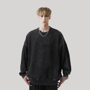 Alta calidad 370gsm 60% algodón 40% poliéster CVC Unisex de gran tamaño gota hombro Vintage sudadera desgastada para hombres y mujeres - Product Image 5