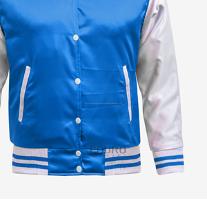 Chaqueta bomber bordada de satén para hombre personalizada, cortavientos para correr con cuello levantado para invierno para hombres de servicio - Product Image 3