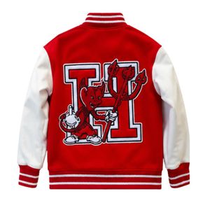 Veste universitaire pour homme grande taille de haute qualité, corps en laine rouge, manches en cuir blanc, respirante, coupe oversize, style streetwear - Product Image 3