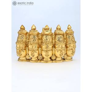 Estatua de escultura de latón para colgar en la pared de la diosa Gayatri de cinco cabezas de 15 pulgadas - Product Image 4